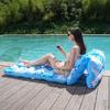 180cm x 90cm Inflatable Leaf Hole Floating Raft Pool Party Floating Lounger with Cup Holder