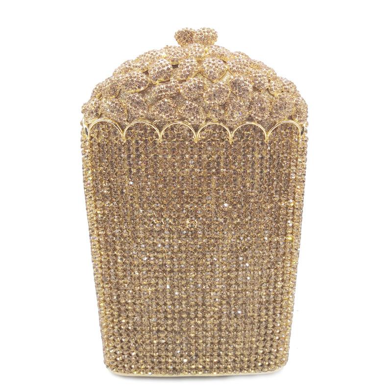 Popcorn White Clear/Red Evening Clutch Bag Wedding Purse Handmade Dazzling Women Shoulder Chain Handbags Party Cocktail Clutches