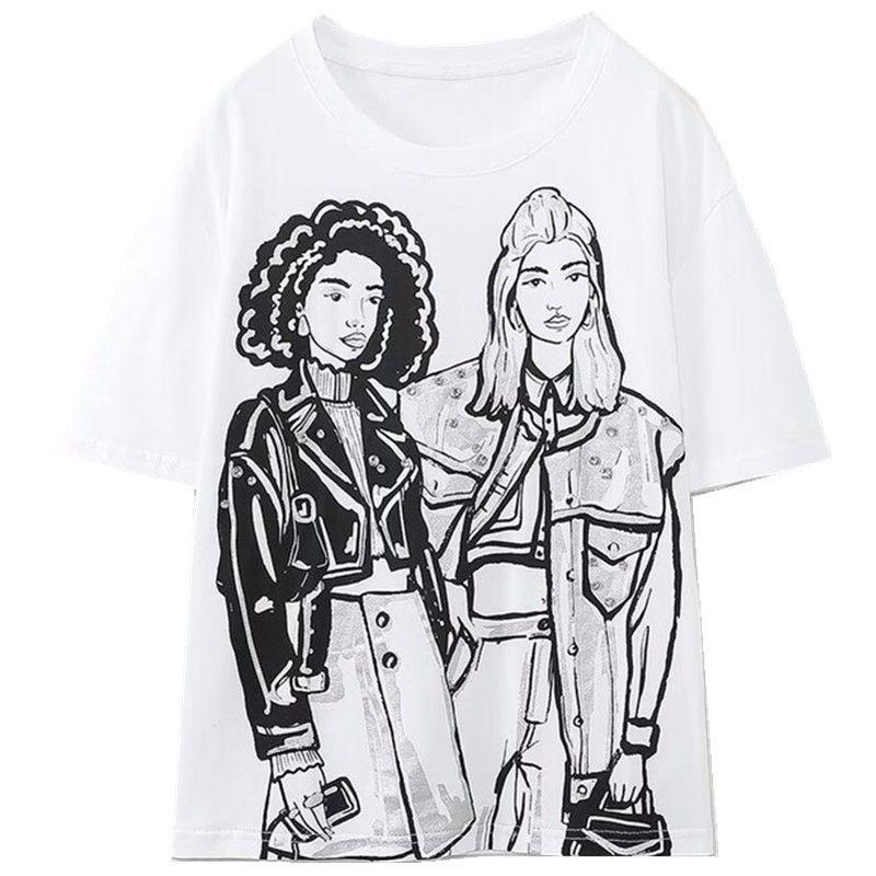 Fashion Style Autumn New Women's Clothing Slim Looking Easiest for Match Jewelry Inlaid Girl Pattern T-shirt 1131817 250