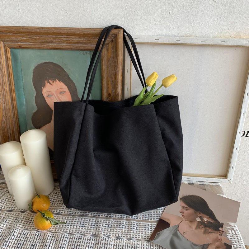 

Yogodlns Cusual Canvas Handbag For Women Large Capacity Tote Bag Simple Solid Color Shoulder Bag Shopping Big Reusable Lady Tote 30x18x31cm