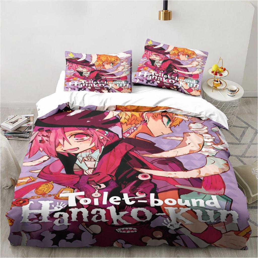 Anime Toilet-Bound Hanako-kun 3D-gedrucktes 2/3-teiliges Bettwäscheset Bettdeckenbezüge Kissenbezüge Bettdecke Bettwäscheset Bettwäsche