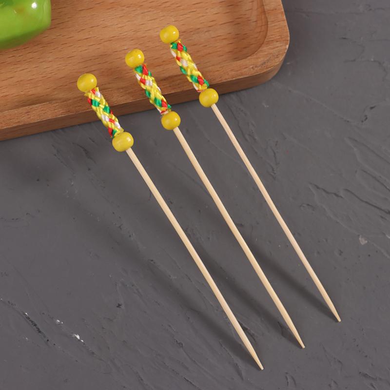 100Pcs/Pack Fruit Fork Cocktail Stick Bamboo Skewers Candied Haws Sticks