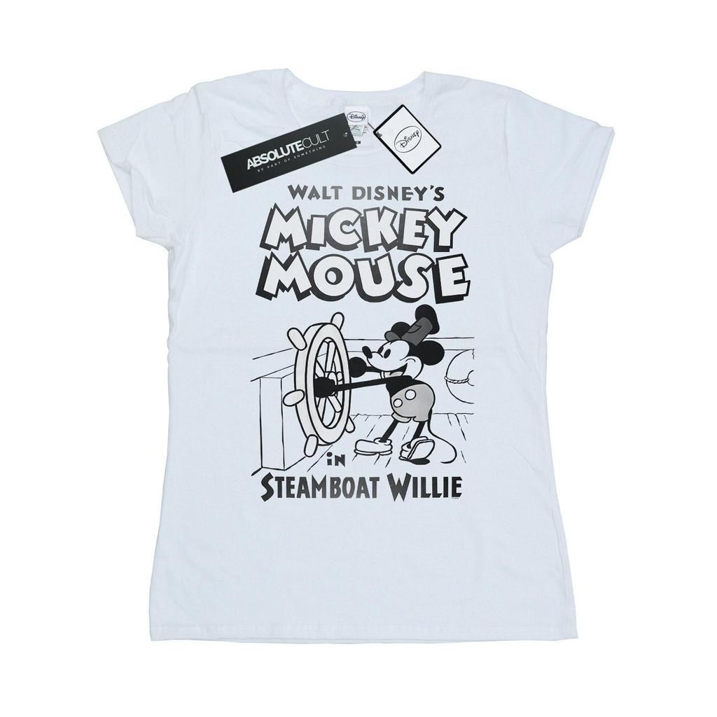 Disney Womens/Ladies Mickey Mouse Steamboat Willie Cotton T-Shirt