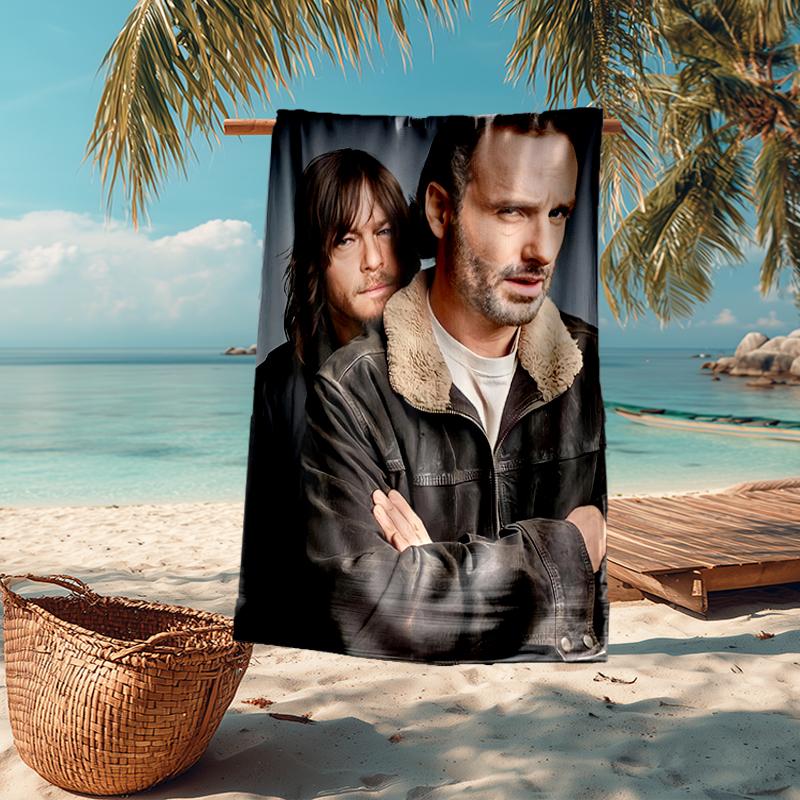 Ultra-Soft Beach Towel with Daryl and Rick Theme,Ideal for Pool - Camping, Diving - Perfect Travel Essential, Vibrant Beach Towel.