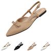 Women Summer French Style Open Back Mary Jane Flat Shoes Square Toe One Strap Bow Accent Casual Slip On Flats