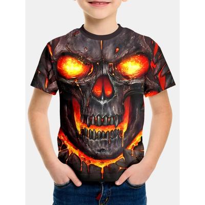 Girl Clothes Children's Clothing Short Sleeve Children's T-Shirts Boy Clothes Skull Print Vintage Children Summer Clothes Tops