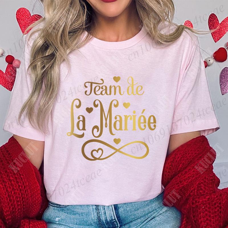Team Bride Tshirt Women Bachelorette Hen Bridal Wedding Party T-Shirts Tees Evjf Future Clothing French Single Farewell Tops