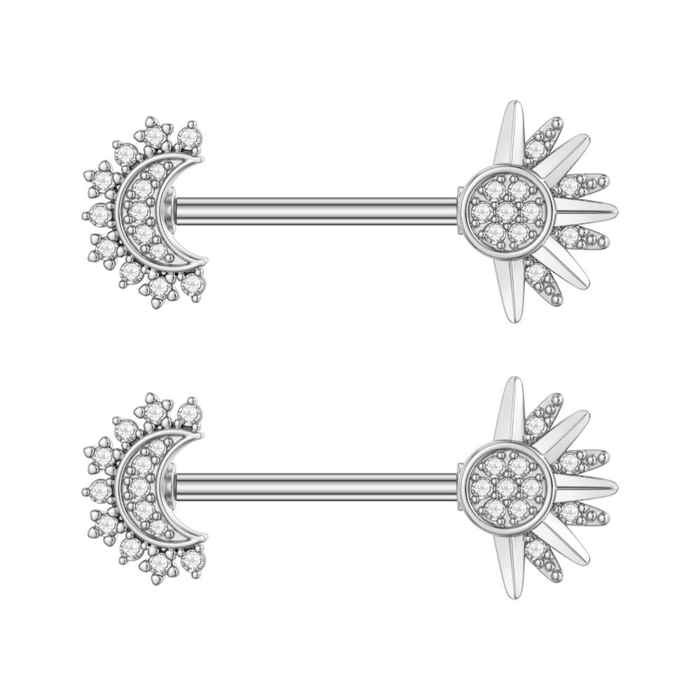 2pcs 316L Steel Maple Leaf Nipple Rings Barbell Butterfly Wing Shield Piercing for Women Girls Sexy Nipple Piercing Body Jewelry