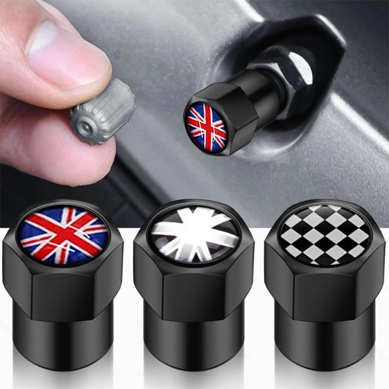 4Pcs/Set Car Tire Valve Caps Wheel Valve Cap Auto Tyre Air Valve Stem Caps Dust Cover for F1 UK Flag Car Vehicles Styling
