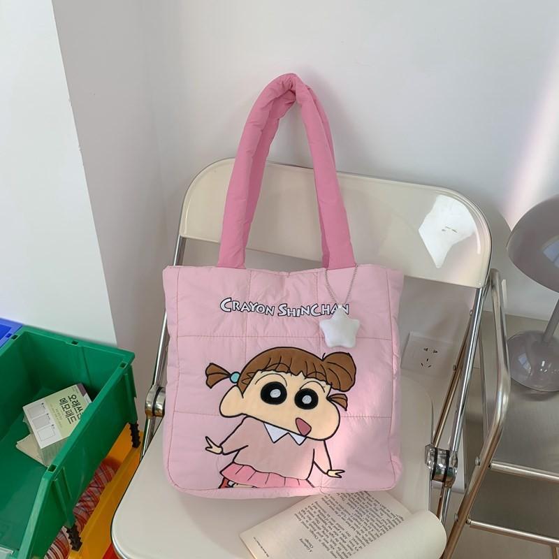 Fashion Cartoon Down Cloth Handbag Bag Four-color Shoulder Bag Cute Soft Cute Cat Tote Bag Large-capacity Bag