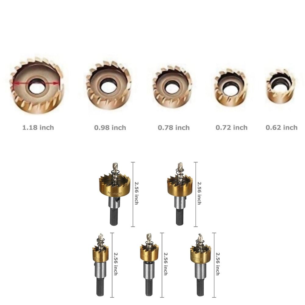 5Pcs/Set Quickly Hole Serration Kit High Speed Steel Diamond Core Bit  For Metal Wood Alloy