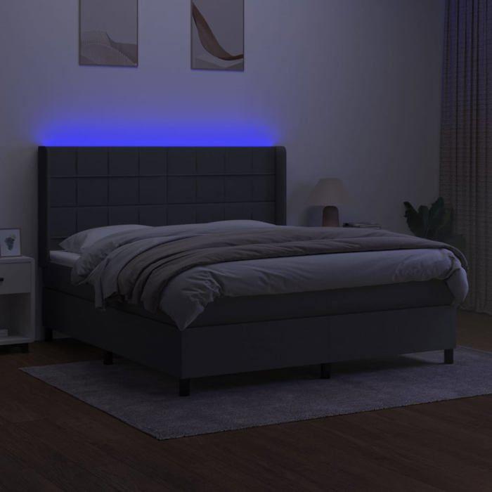 VidaXL Sommier à Lattes de Lit avec Matelas LED, Lit Rembourré, Lit Double, Lit Adulte de Chambre à Coucher Intérieur, 3138326