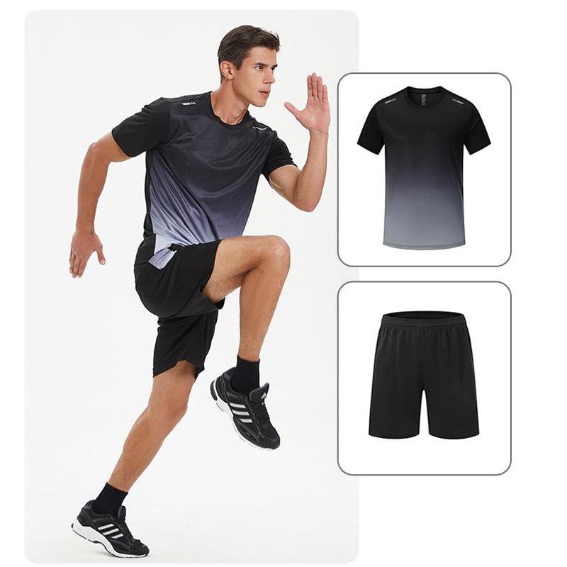 

Men s Quick-Dry Two-Piece Set: Summer T-Shirt and Shorts for Running, Table Tennis, and Badminton. L (80-100 kg)