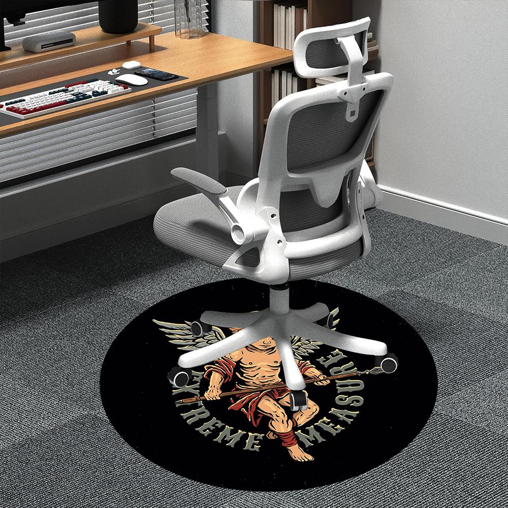 

1pc Angel Warrior Office Round Area Rug, Indoor Mat Suitable ForOffice, Under Office Chairs Bedroom Living Room Home Decor, Room Deco u29 80cm by 80cm