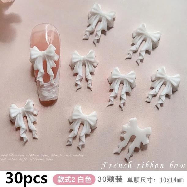 French Ribbons Colorful Resin Cute Bowknot Charm Leopard Print Bow Tie Nail Art Decorations Manicure Tools Accessories Wholesale