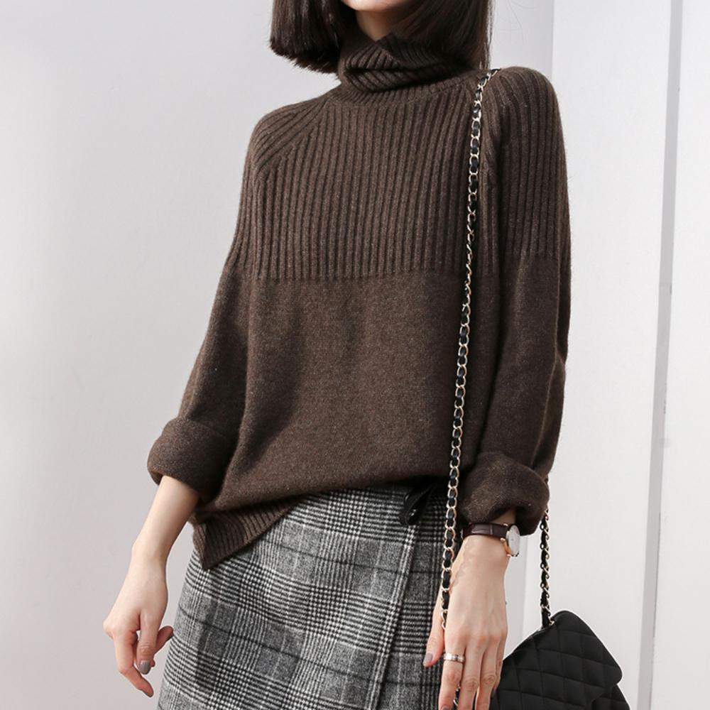 Lazy Wind Turtleneck Solid Color Knitted Sweater Women's Top 2024 Autumn and Winter New Inner Cover Bottom Pullover Sweater Women