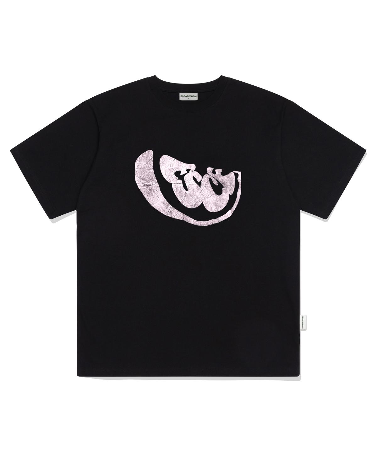 Escape From Purple Escf Fruit Stamp Print Oversized Short Sleeve T-Shirt Black L
