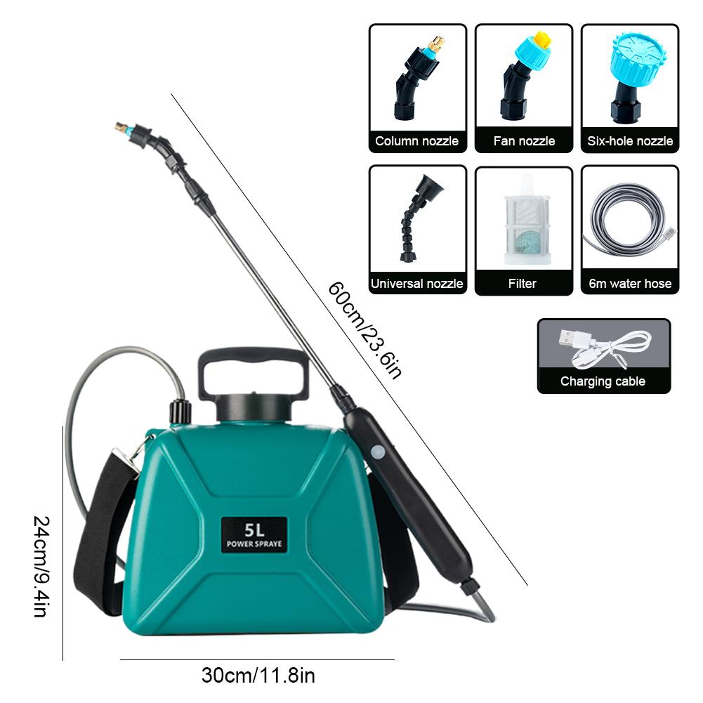 Shoulder-type Electric Pesticide Sprayer 5L Watering Can With Spray Gun Automatic Garden Plant USB Rechargeable Irrigation Tool