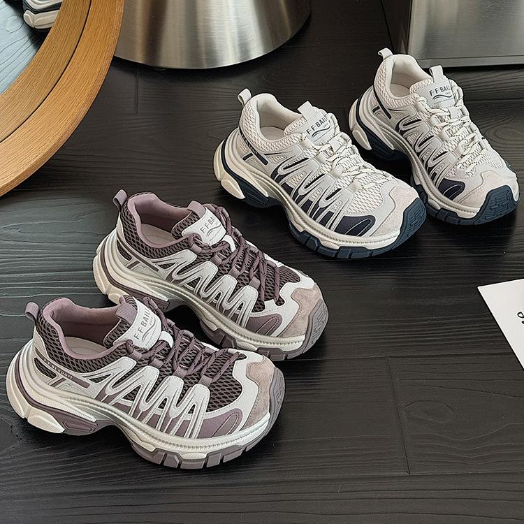 New platform dad shoes spring women's shoes increase height and show small feet lightweight casual running shoes mountaineering sports shoes