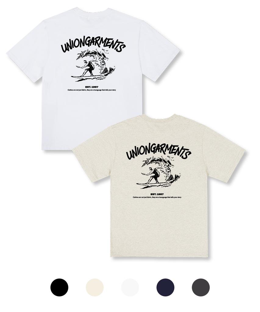 UNION GARMENTS Surfing Wave Oversized Short Sleeve T-Shirt 5 Colors