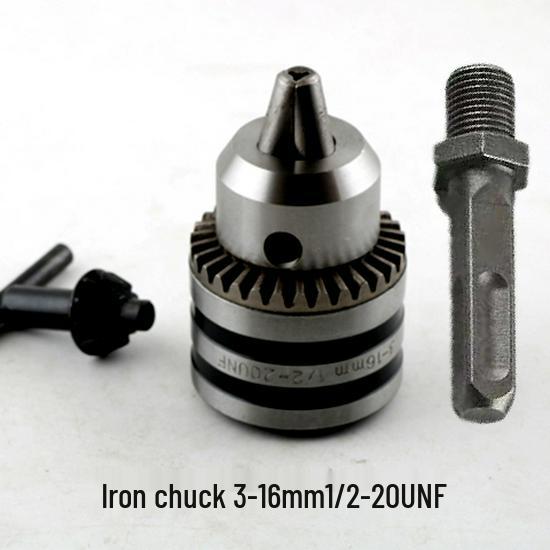 Multi-function Rotary Hammer to Electric Drill Adapter: Round/Square Shank, Four-Flute, Round Head