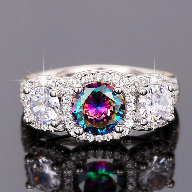 CopperPrincess Colored Cubic Zirconia Wedding Ring for Women Luxury Female Accessories Newly Designed Jewelry