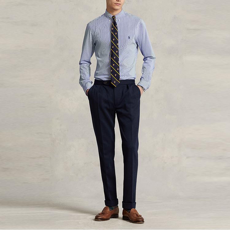 Polo Ralph Lauren FW22 Striped Casual Slim Fit Long Sleeve Shirt Men Shirts Blue MNPOWOV16822117-400