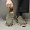 Autumn shallow loafers men's fur one-pedal small leather shoes matte flat-soled footwear-M