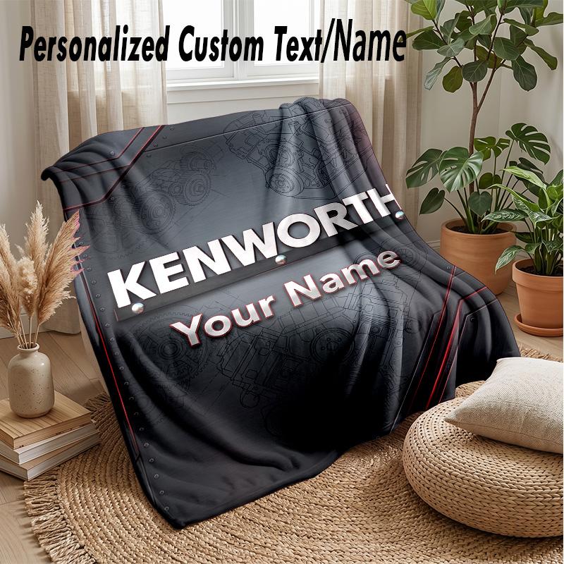 Kenworth Custom Flannel Throw Blanket Print Your Name Text Soft Warm Blanket Holiday Present
