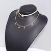 C031 Multi-layer Star Velvet Sliced Five-pointed Star Women's Collarbone Chain Sun Multi-layer Necklace Bead Chain