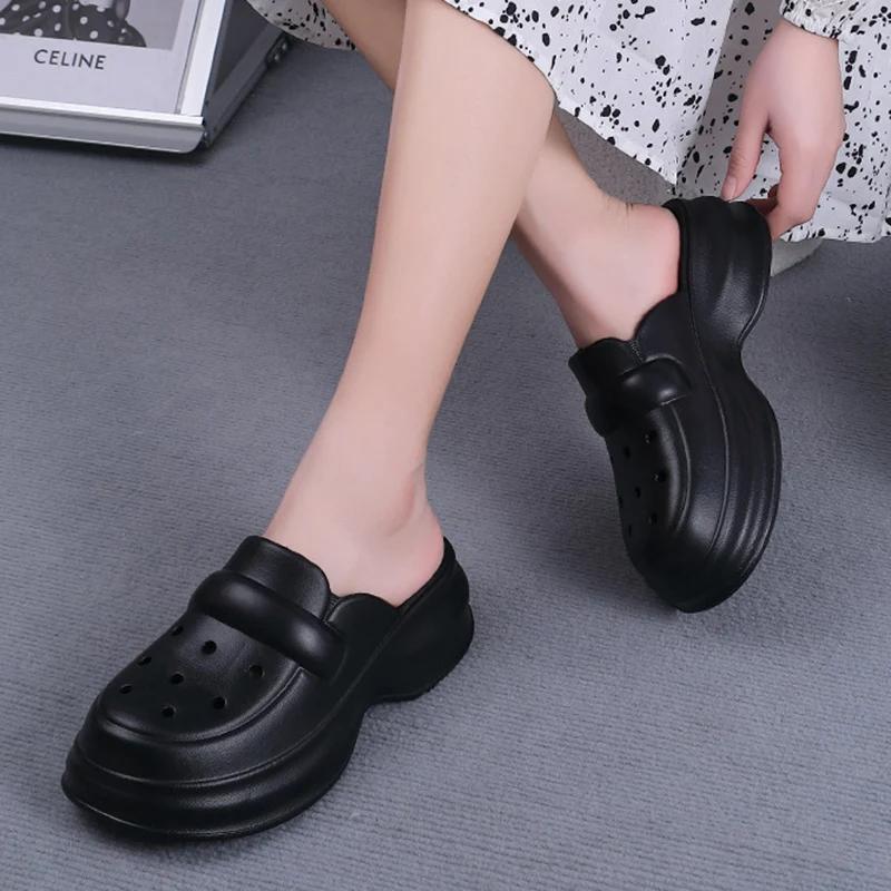 Fashion White Eva Platform Clogs Women Thick Sole Closed Toe Slippers Woman Summer Beach Sandals Non Slip Garden Slides Shoes for Ladies
