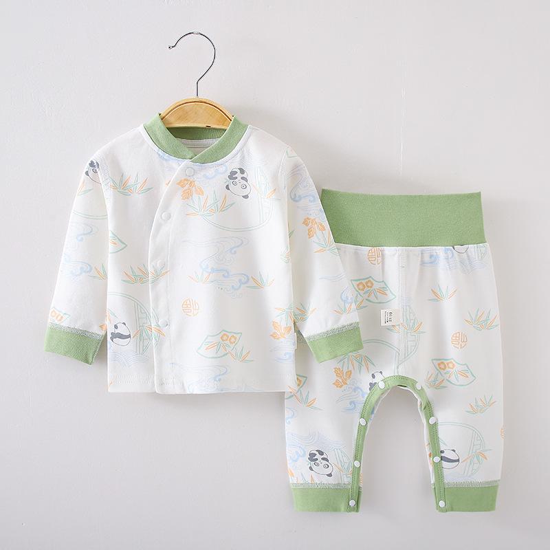 Children's Spring & Autumn High-Waist Belly Protection Underwear Set - Boneless Split Top & Trousers