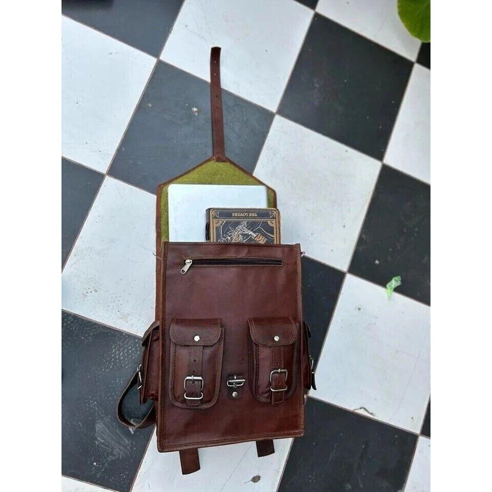 Backpack Leather Genuine Vintage Laptop Rucksack Messenger Men's New Travel Bag