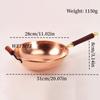 Hand-Forged Copper Wok for Stir-Frying,Mashed Potatoes Stew Pot,Solid Wood Handle Soup Noodle Pot,Home Cooking Outdoor Cookware