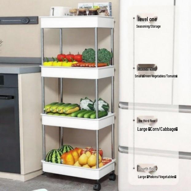 

Компактная металлическая стойка для выкладки для кухни, спальни, гостиной и ванной комнаты 4-Tier Steel Pipe белый