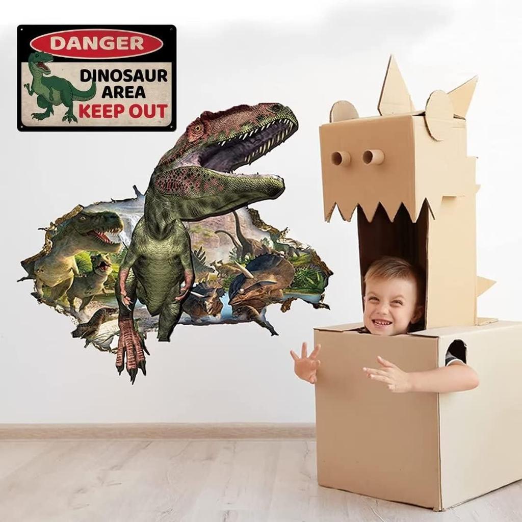 Danger Dinosaur Area Keep out 8 X 12 Inch Vintage Metal Sign Novelty Decor Dinosaur Room Decor for Boys,boys Room Wall Decoration Dinosaur Bedroom