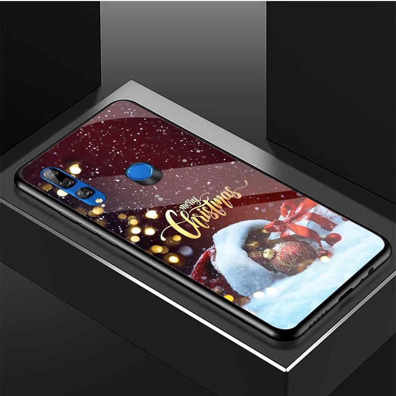 Merry Christmas Tempered Glass Phone Case For Huawei Honor 8X 9 10i 20i 20Lite 20Pro 30 Pro Cover Shell