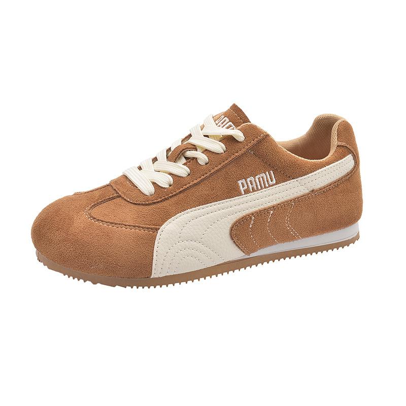 Korean version of lace-up German training shoes women's spring 2025 new fashion versatile sports and leisure thick-soled non-slip white shoes