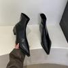 Women's Chunky Heel Pointed Toe Ankle Boots - Slimming Soft Leather for Spring/Autumn Fashion