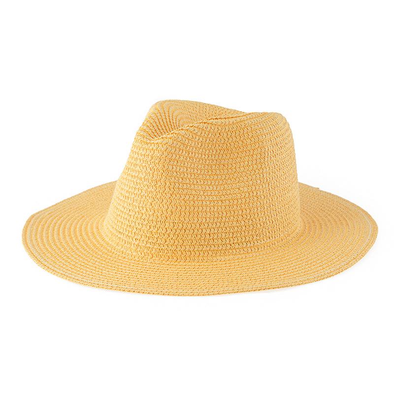 Women's Jazz Straw Hat with Wide Brim - European & American Style Panama Sunshade Fedora