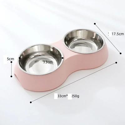 Double Pet Bowls Water Feeder Stainless Steel Pet Drinking Dish Feeder Cat Puppy Feeding Supplies Dog Accessories