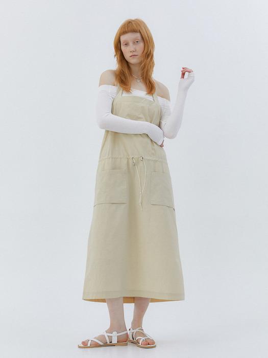 СОВРЕМЕННОЕ ПЛАТЬЕ-ФАРТУК НА ЗАВЯЗКАХ - БЕЖЕВЫЙ BEIGE