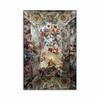 Vintage Renaissance Art Poster Gold and Blue Floral People Inside Temple Prints Canvas Painting for Home Living Room Decoration