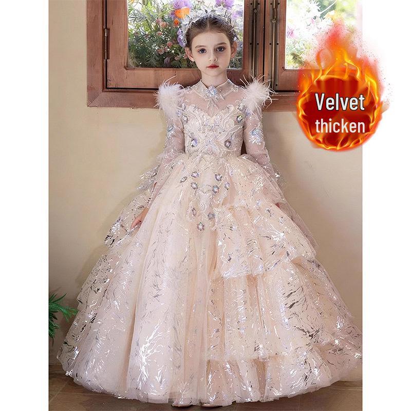 Girls' High-End Exquisite Fairy Flower Wedding & Piano Performance Dress