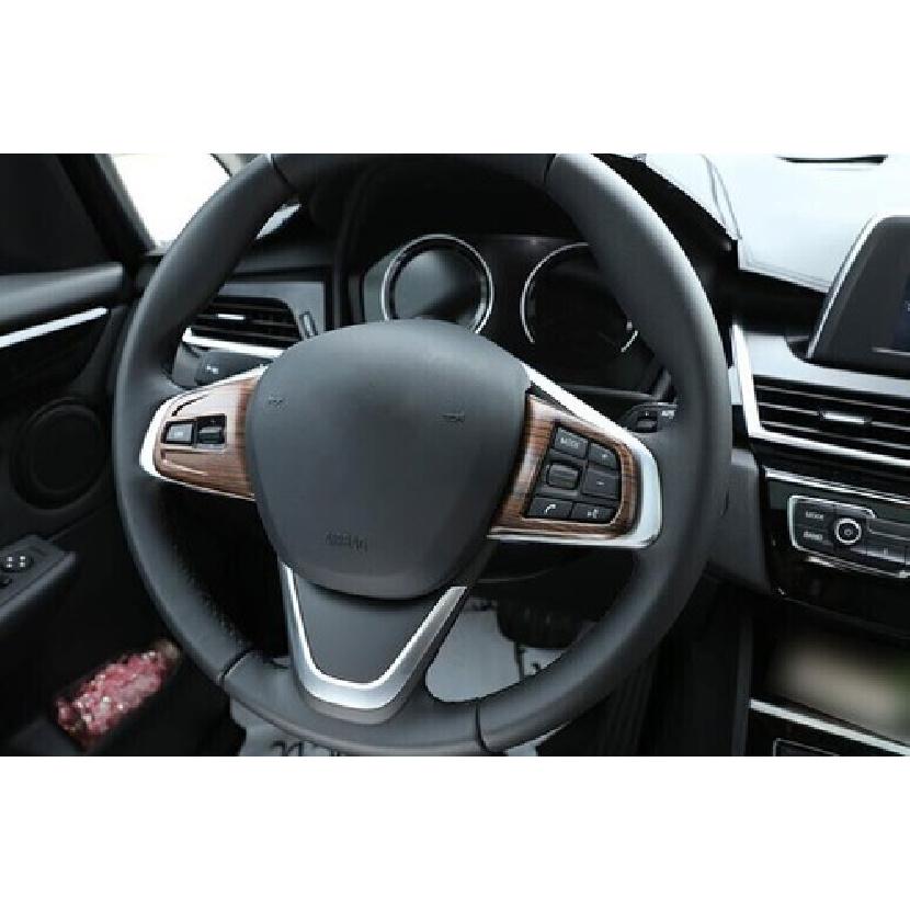 For BMW 2 Series Touring 2015- Wood Grain Steering Wheel Switch Cover Trim
