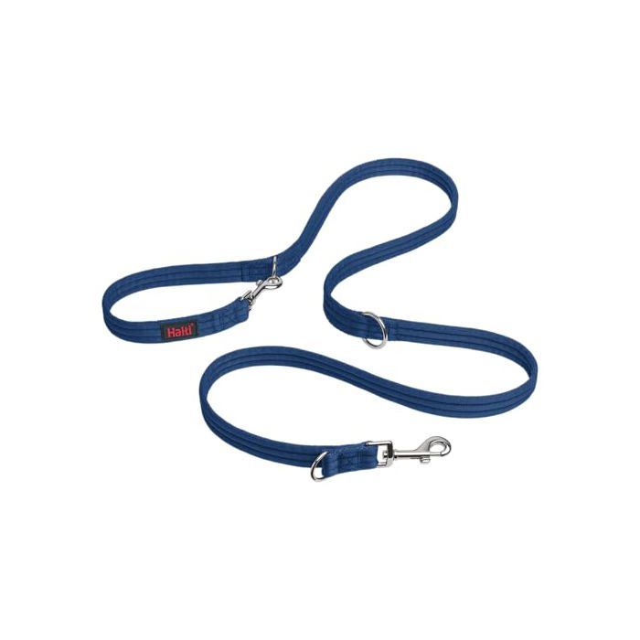 Laisse éducative multifonction - Halti - 7 utilisations différentes - Double extrémité - 2m - Bleu Cobalt - Taille S