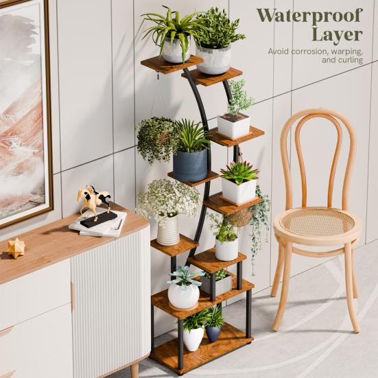 Indoor Plant Stand 155CM Tall with Grow Lights, 9 Tiered Shelf, Metal 155cm Large Holder Shelf Display Rack Holder, Half-Moon Flower for Living Room