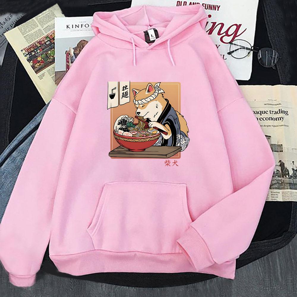 Ramen Shiba Ukiyo-e Hoodies Kawaii Dog Sweatshirts Cartoon Anime Manga Casual Y2k Clothes Women Hoody Long Sleecve