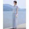 Women's Embroidered Textured Wide-leg Pants Two-piece Casual Set