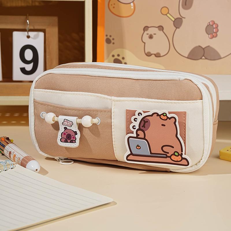 Pencil case 2025 new cute large capacity high value ins style pencil case for girls black cute dog repair pencil case